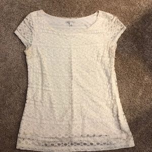 Cream Banana Republic eyelet circle top